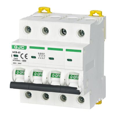 China Safe Electrical Installation MCB 4P Mini Circuit Breaker 63A 400V 4KA from QJC for sale