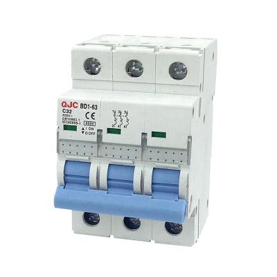 China QJC OEM ODM BD1-63 3P 32A 100A MCB Mini Circuit Breaker 6KA Miniature Circuit Breaker for sale