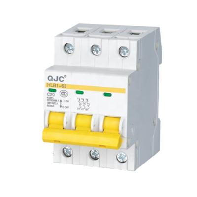 China Wholesale QJC HLB1-63 3P Yellow Handle 20 Amp Mcb 6KA Miniature Circuit Breaker for sale