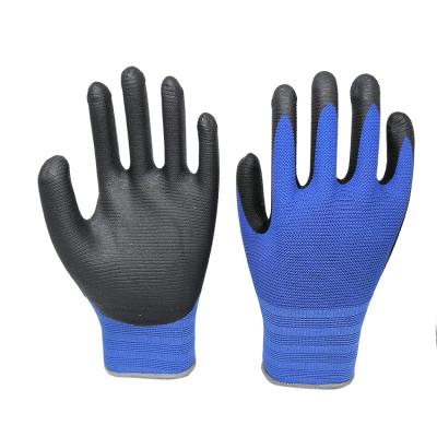 China Safety Anti-impact Nylon NBR Gloves Cable 15G Black Palm Coated Sandy Nitrile Hard Work Gloves for sale