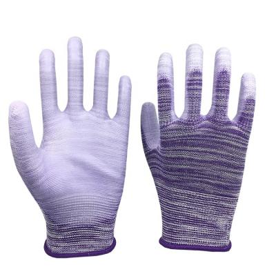 China Anti-impact 13G Zebra Polyester With PU Palm Coated Worker Safety Garden Gloves Factory for sale