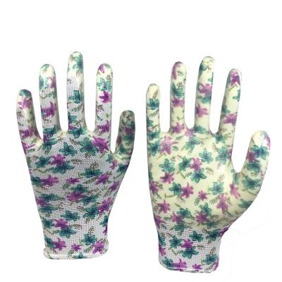 China Anti-impact 13G Polyester Nitrile Coated Working Gloves Smooth Flower Finish Gloves Garden Gloves for sale