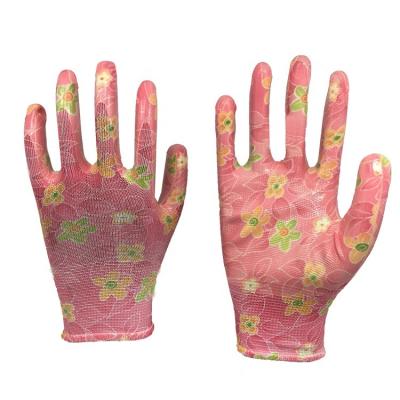 China Anti-impact Gloves Garden Gloves Lady Nitrile Coated Garden Gloves Plant Gardening Line Supply for sale