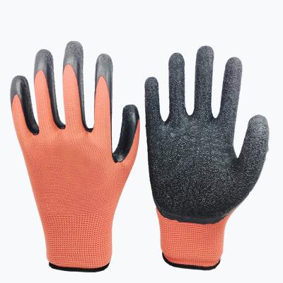 China Black Anti-Slip 13G Polyester / Latex Nylon Ply Coated Working Safety Work Hand Industrial Gloves for sale