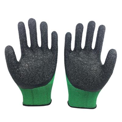 China Polyester Anti-Slip Green Liner With 3/4 Latex Coated Hand Safety Labbour Gloves Protective Gloves for sale