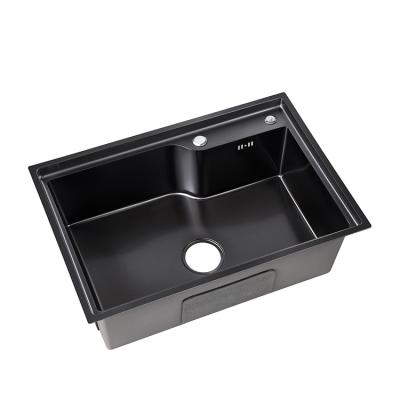 China With Faucet PVD Nano Coating Stepped Modern Rectangular Sinks Stainless Steel Undermount Kitchen Sink for sale