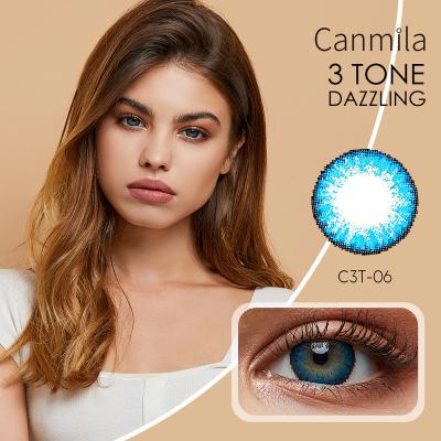 China HAMA 3 Tone Glacier Annual Contact Lens Blue Non Prescription With Power for sale