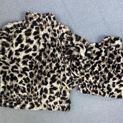 China Anti-Wrinkle Women's RTS Kid's Zipper Warm Leopard Sherpa Quarter Pullover for sale