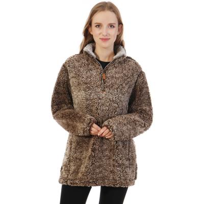 China Anti-wrinkle RTS 2021 Big Sale Winter Fashionable Women's Frosty Sherpa Fleece Pullover for sale