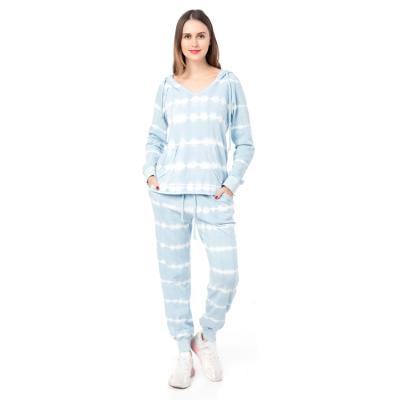 China Women High Quality 2 Piece Wholesale Lounge Wear QUICK DRY PJ Set Hoodie Set With Drawstring Rope for sale