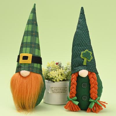 China Fashion St. Patrick's Day Decorated Gnomes Plush Doll Green Dwarf Santa Gnome Hat for sale