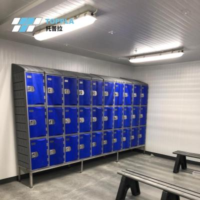 China UV-8/Water/Corrosion/Bacterial/Vandal/Icce Spray Proof Toppla Fitting Room HDPE Cabinet Locker 3 Military Door Plastic Locker for sale