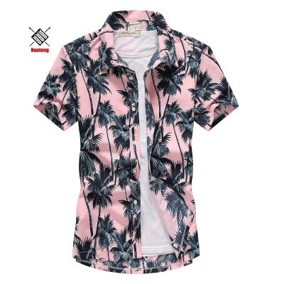 China Anti-pilling Low MOQ Custom Sublimation Digital Printing Eco Friendly Short Sleeve Group Vintage Beach Canvas Shirt Hawaiian for sale