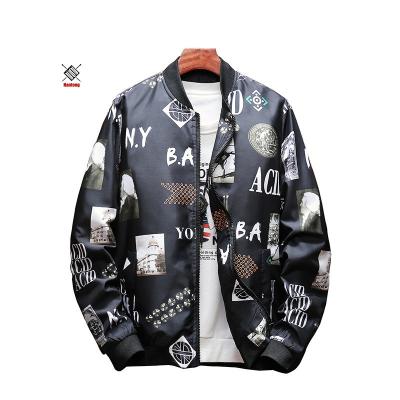 China New Fashion Hip Hop Full Sublimation Print Waterproof Satin Splash Bomber Jacket Winter Waterproof Men's Jackets for sale