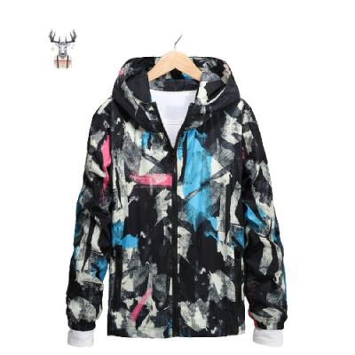 China Summer Waterproof Custom Design Print Lightweight Zipper Up Hoodie Wholesale Polyester Waterproof Anorak Men's Jackets for sale