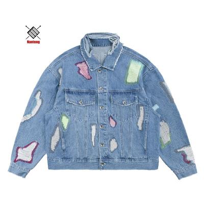 China Custom 100% Cotton Bomber Jacket 3d Printing Sublimation Jacket Streetwear Plus Size Denim Jacket for sale