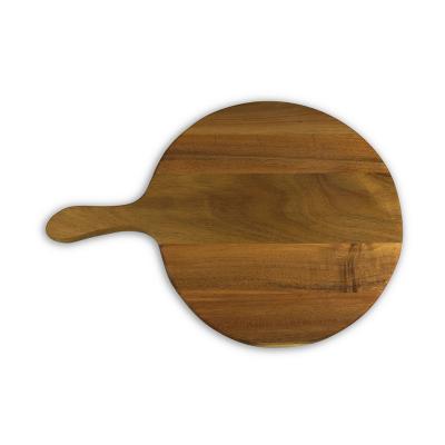 China Custom Wholesale Natural Acacia Carving Plate Round Cheese Wood Board Viable With Handle for sale