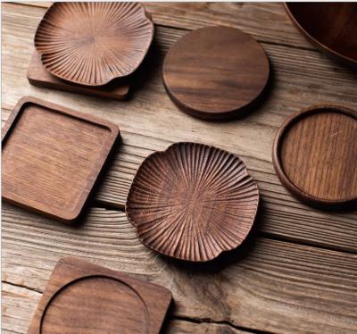 China Simple Viable High Quality Wooden Dessert Tray Mat Food Serving Dish Plates Coffee Coaster Tableware for sale