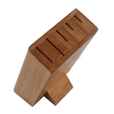 China Viable Wholesale Acacia Wood Kitchen Knife Block Stand Rack Holder Knives Storage Wooden Knife Set for sale