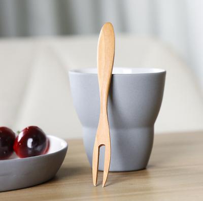 China China Manufacturer Eco-Friendly Wooden Fork Viable Small Fruit Fork Mini Dessert Fork For Sale for sale