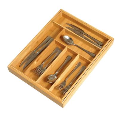 China New Modern Item Drawer Organizer Utensil Holder Adjustable Bamboo Expandable Cutlery Tray and Cutlery Organizer Kitchen for sale