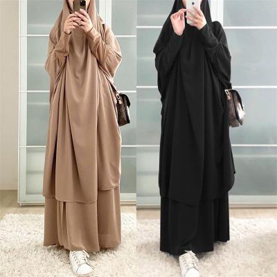 China Polyester 2 Pieces Abaya Muslim Islamic Clothing Khimar Women Dress Muslim Prayer Dress for sale