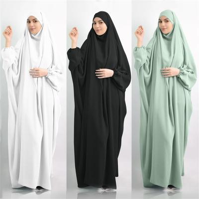 China Wholesale Women's Polyester Long Niqab Muslim Islamic Jilbab Khimar Clothing Solid Color Full Cover Prayer Dress for sale