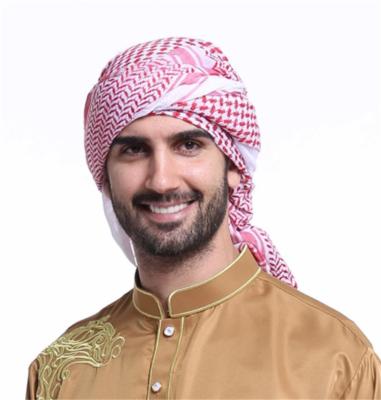 China Cotton Men's Arabic Islamic Keffiyeh Prayer Scarf Checked Traditional Costumes Muslim Hijab Turban for sale