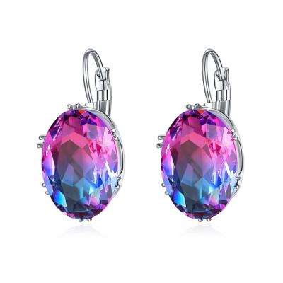 China Fashion Gift Vintage Tourmaline Oval Egg Shaped Zircon Large Carat White Gold Earrings French Hook Earrings for sale