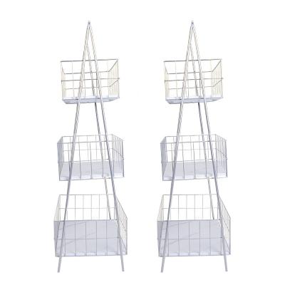 China Best Selling Modern Metal Wire Fruit Rack Kitchen Storage Rack 3 Tier Metal Wire Locker Rack Storage Basket for sale