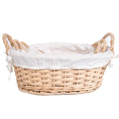 China Newest And Favorable Hot Wicker Tour Durable Basket With White Lining for sale