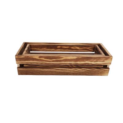 China New-fashion high quality set of 2 storage crates Gray Wood Nesting Boxes for sale