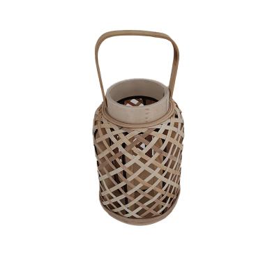 China Viable Eco Friendly Bamboo Wood Lanterns Rattan Candle Weaving Lantern for sale