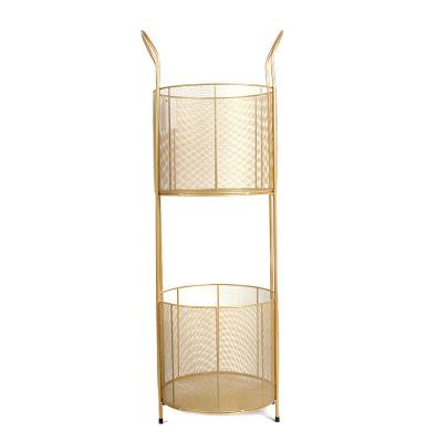 China Factory Supply 2 Tier Metal Storage Direct Stocked Wire Basket For Fruit Shower Shelves Rack for sale