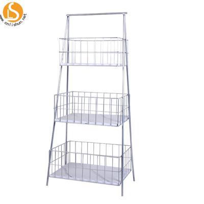 China Factory price 3 tier metal wire fruit rack vegetables kitchen rack rack storage stocked cheap basket for sale