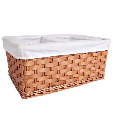 China Viable Promotional Rectangle Storage Wicker Basket With Lining for sale