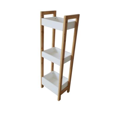 China Factory Supply Direct Bathroom Storage Rack Stocked Bamboo Shelf 3 Layers for sale