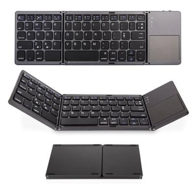 China Ultra Thin For iPad IOS Tablet PC Mobile Phone Using Touch Pad Portable Wireless Keyboard 3 Level Foldable Keyboard for sale