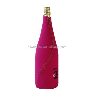 China Insulated Champagne Cooler Sleeve With Zipper Neoprene Custom Cooler Wine Bottle Holder for sale