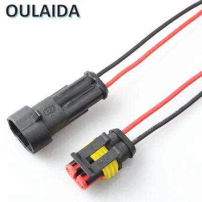 China Automotive OULAIDA 2 Pin Way Sealed Waterproof Electrical Wire Connector Automotive Plug Set Auto Connectors With Cable for sale