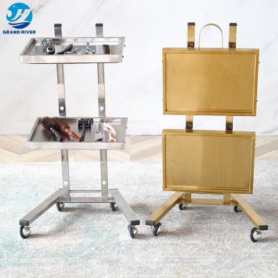 China Modern Simple Modern Shop Special Gold Silver Stainless Steel Hair Salon Trolley for sale