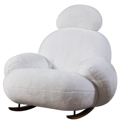 China Foldable White Lazy Big Rocking Chair Living Room Balcony Lounge Chair Luxury Single Sofa for sale