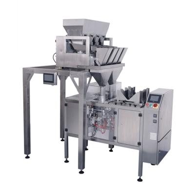 China Food High Yield Open Pouch Zipper Bag Duplex Plastic Packaging Machine For Rice Sugar Coffee Filling Sealing And Packing for sale