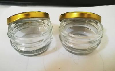 China 1oz 30gram high transparent glass caviar jar with metal screw lid for sale