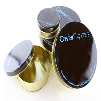 China Rubber band Caviar Tins ,30g 50g 100g 250g 500g Caviar empty caviar tins for sale