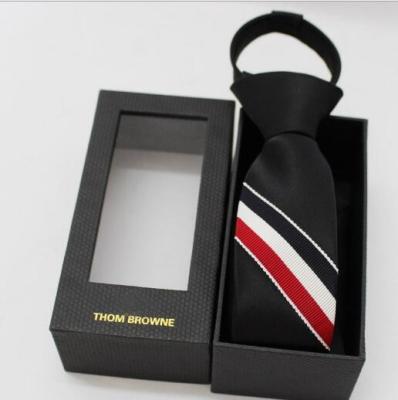 China Custom LOGO Necktie Boxes,Rectangle shape Promotional Black Cardboard Tie Packaging Box and different color available for sale