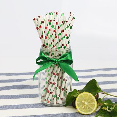 China Green foil pattern FDA Certificate Biodegradable Paper Straws Food-grade Recyclable Printed Eco-friendly Paper Straws for sale