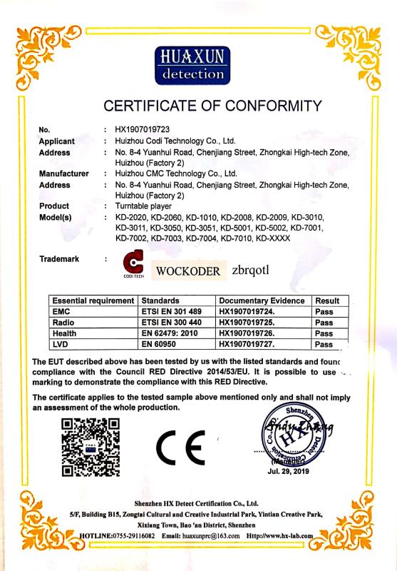 CE - Huizhou CMC Technology Co., Ltd.