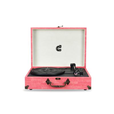 China Portable Record Player and Wooden Portable Vinyl Vintage Suitcase Speakers with Wireless Player USB Phonograph Record Player for sale