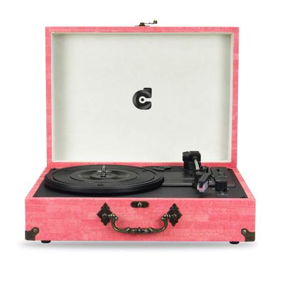 China Portable Suitcase Support Customized Premium Wood Retro Vinyl Record With 3-Speed ​​LP Retro Vinyl Player Phonograph for sale